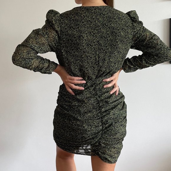 Patterned Zara ruched dress, size 4 - Picture 4 of 6